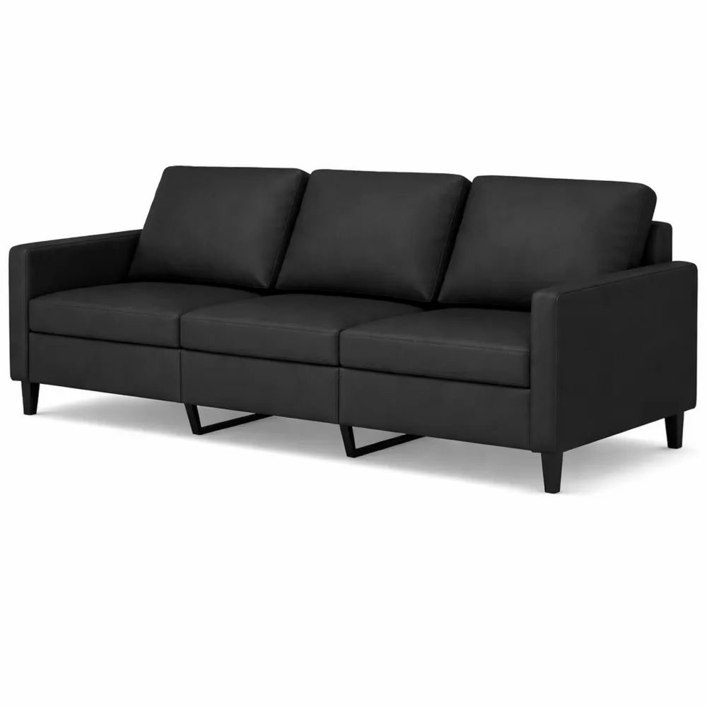 Canapé Moderne 3 Places en Velours Noir