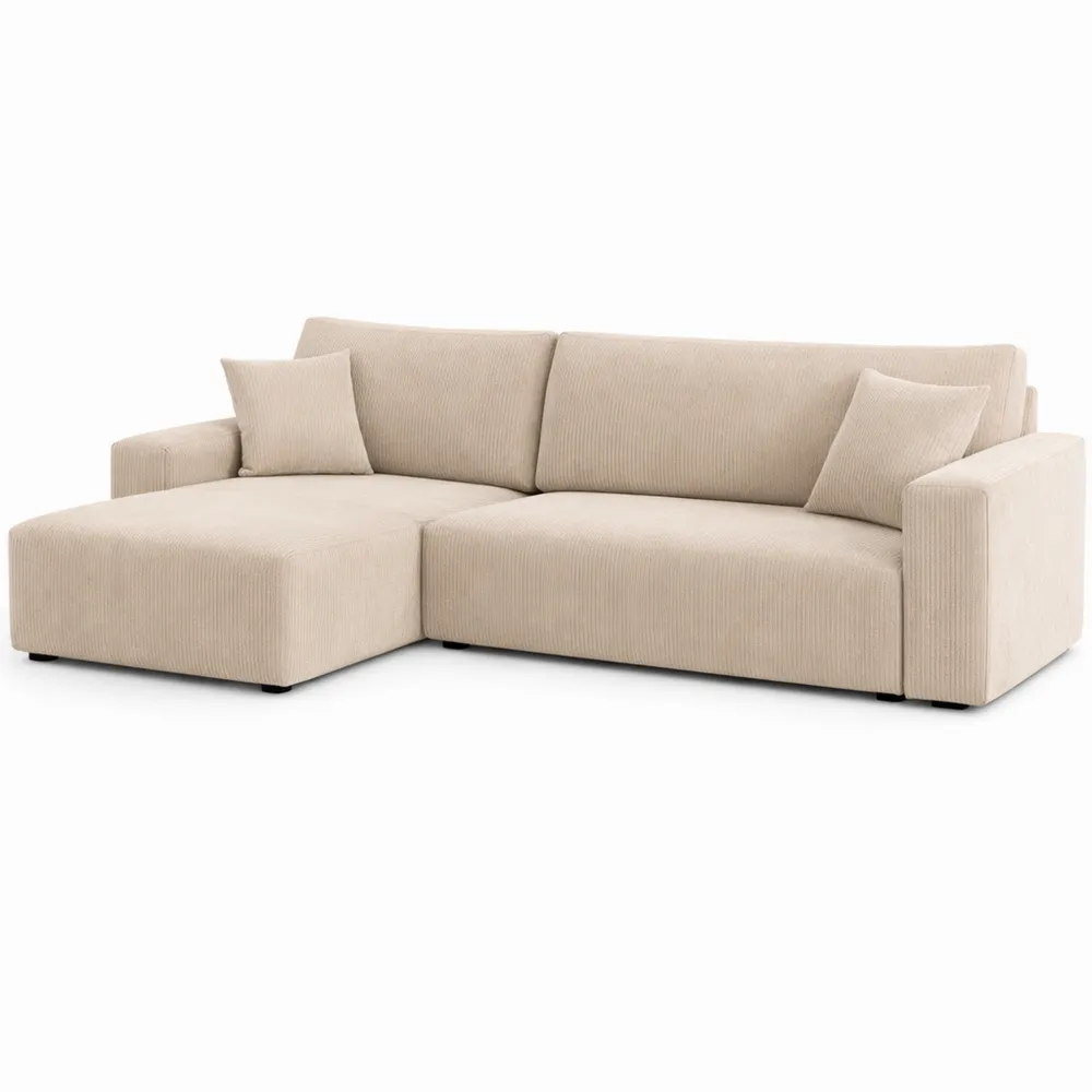 Canapé d'angle réversible et convertible en velours côtelé pour 4 personnes