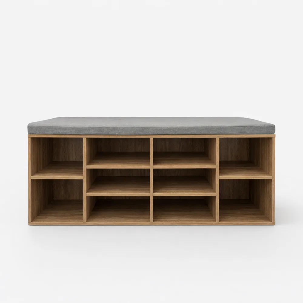 Banc de rangement pour chaussures en bois naturel