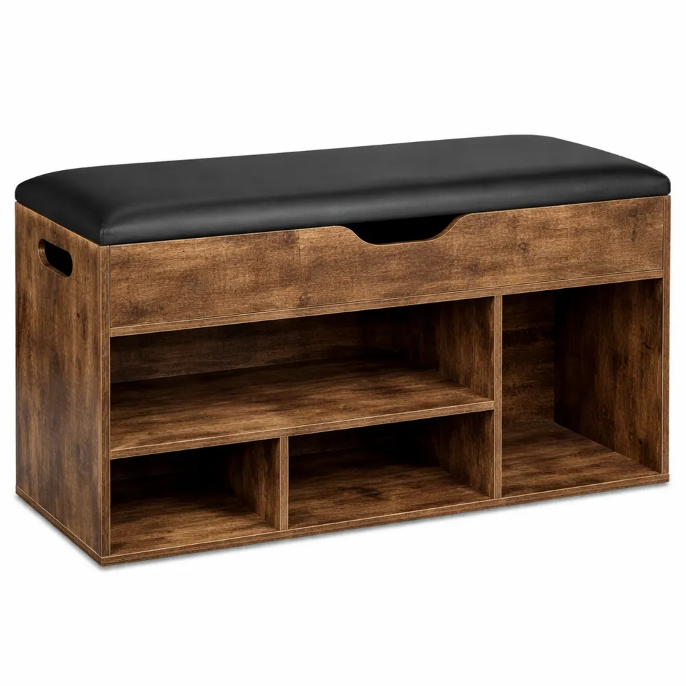 Meuble à chaussures à 3 compartiments ouverts, style industriel, 46x80x30 cm, marron et noir