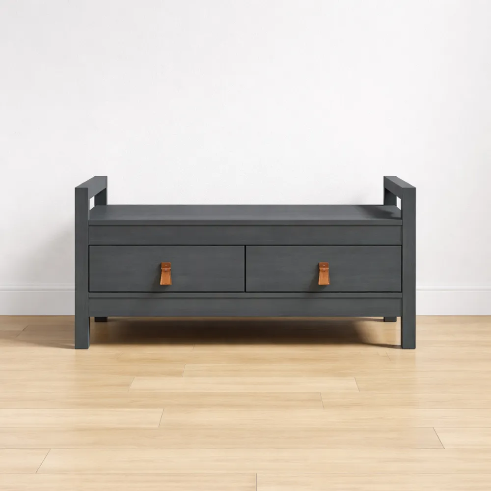 Banc de Rangement en Bois de Pin pour Entrée ou Salon 80x40x43 cm