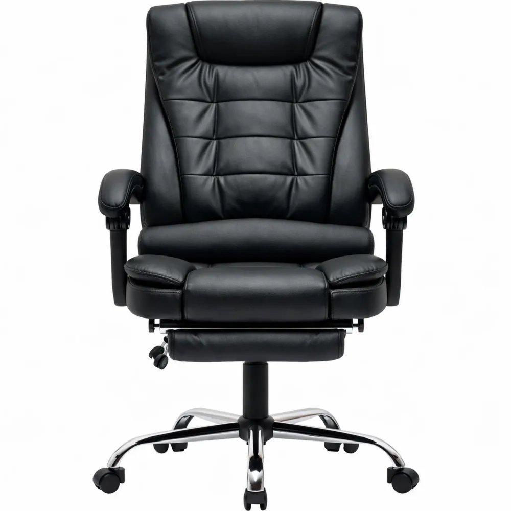 Sedia da Ufficio Ergonomica in Pelle PU con Supporto Lombare e Schienale Reclinabile