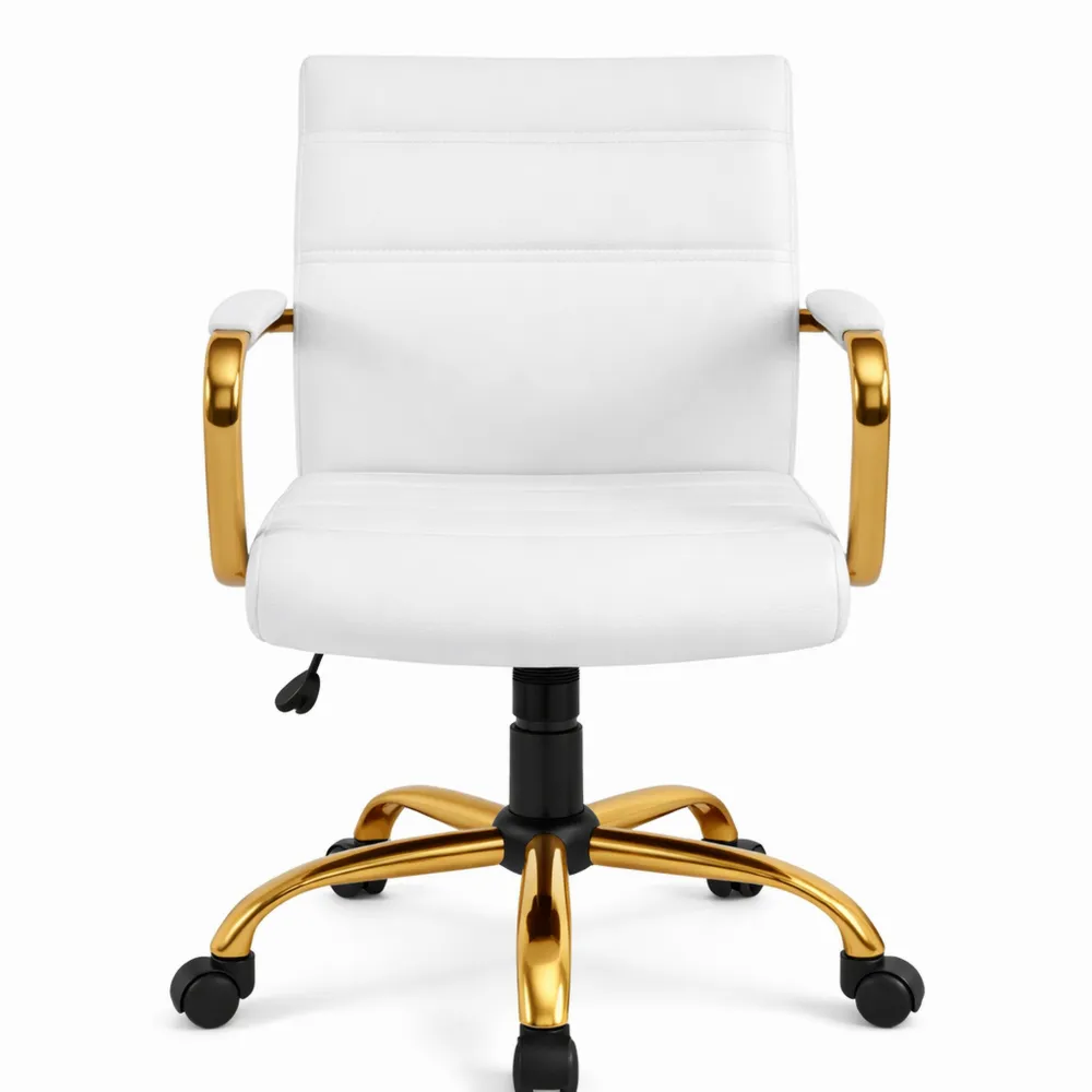 Sedia da Ufficio Ergonomica in Ecopelle Reclinabile con Rotelle e Braccioli Regolabili