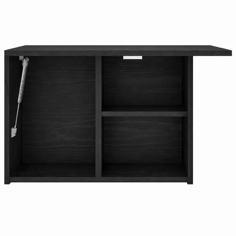 Mobiletto da bagno sospeso nero in legno 60x25x40 cm