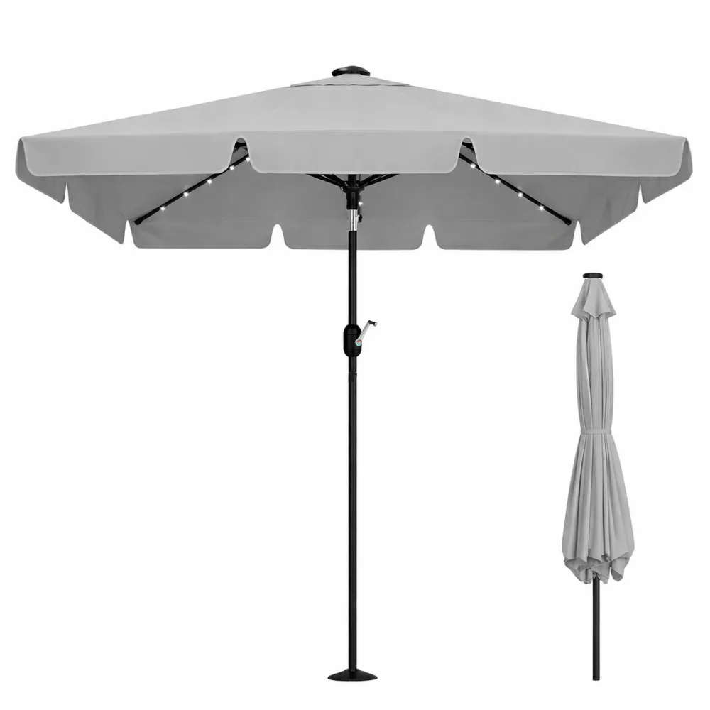 Ombrellone da balcone con LED solare e manovella, incluso custodia, 205 x 125 cm, per giardino e terrazza