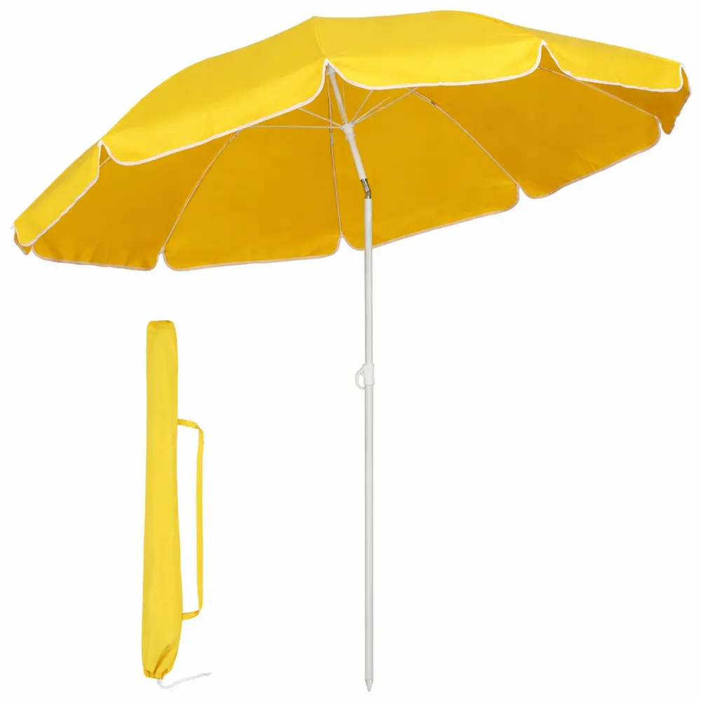 Ombrellone Tondo da Esterno Ø160 cm Giallo con Protezione UV20+