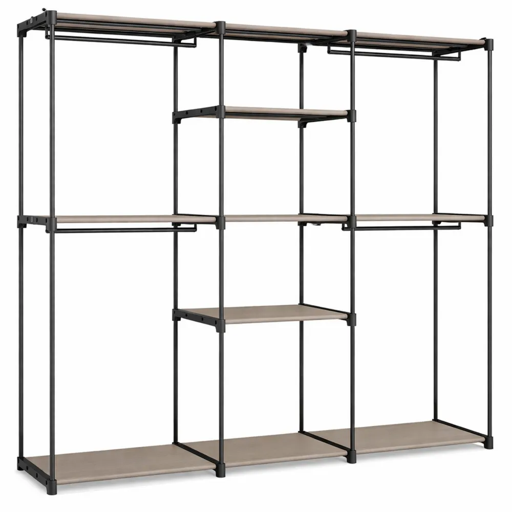 Armadio Autoportante con Barre Appendiabiti e Ripiani in Tessuto