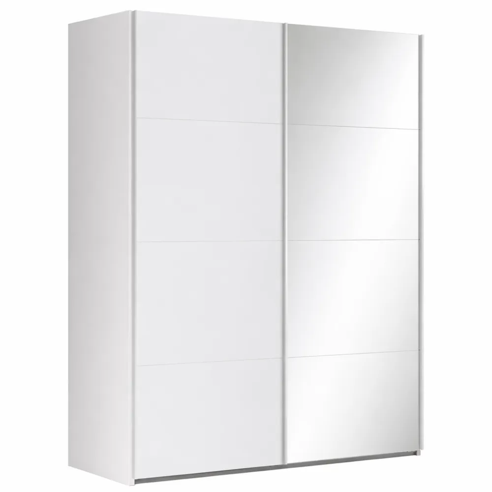 Armadio a 2 Ante Scorrevoli con Specchi, Camera da Letto, Bianco Laccato, 150x223x67 cm