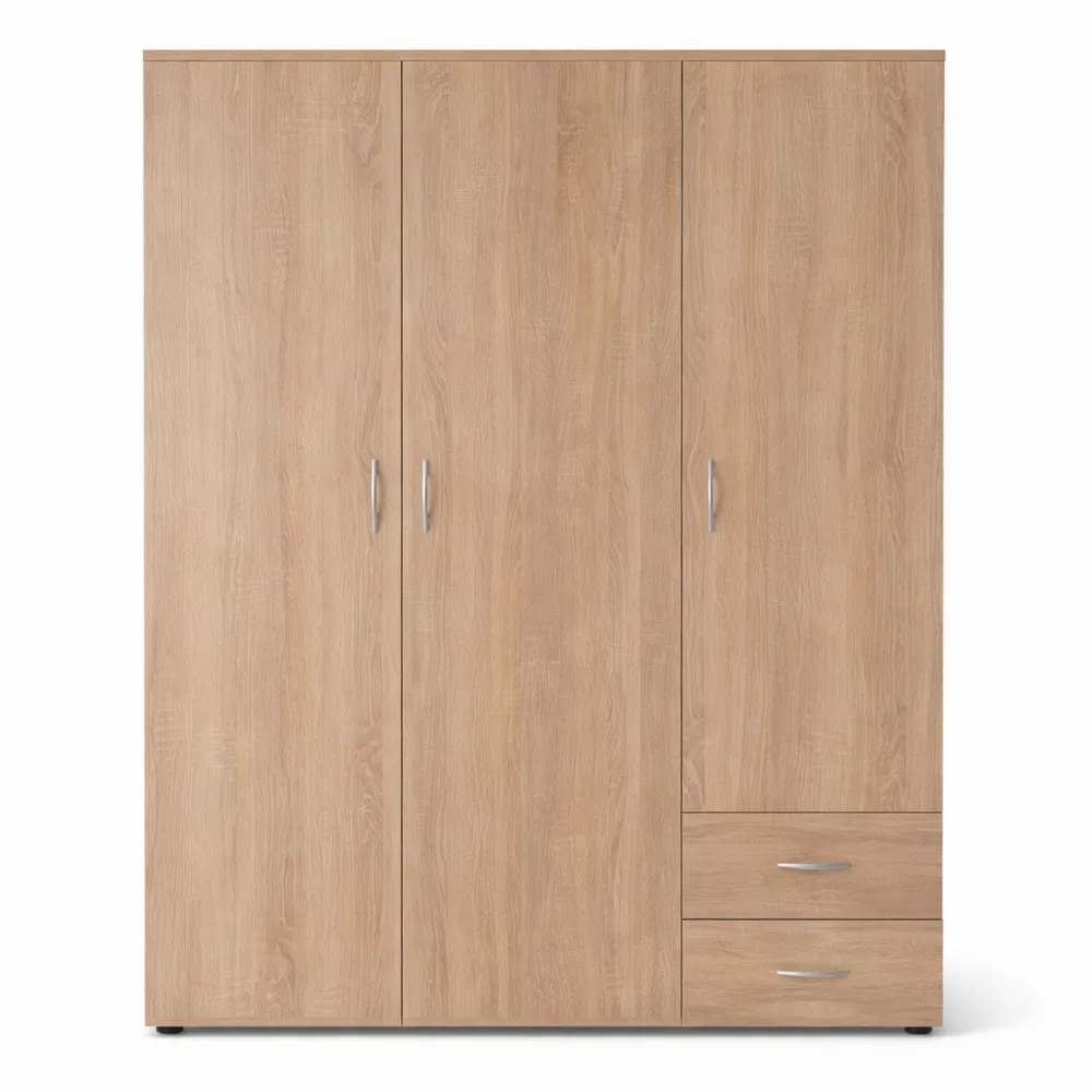 Armadio 3 Ante con Spazio Ampio e Barra Appendiabiti