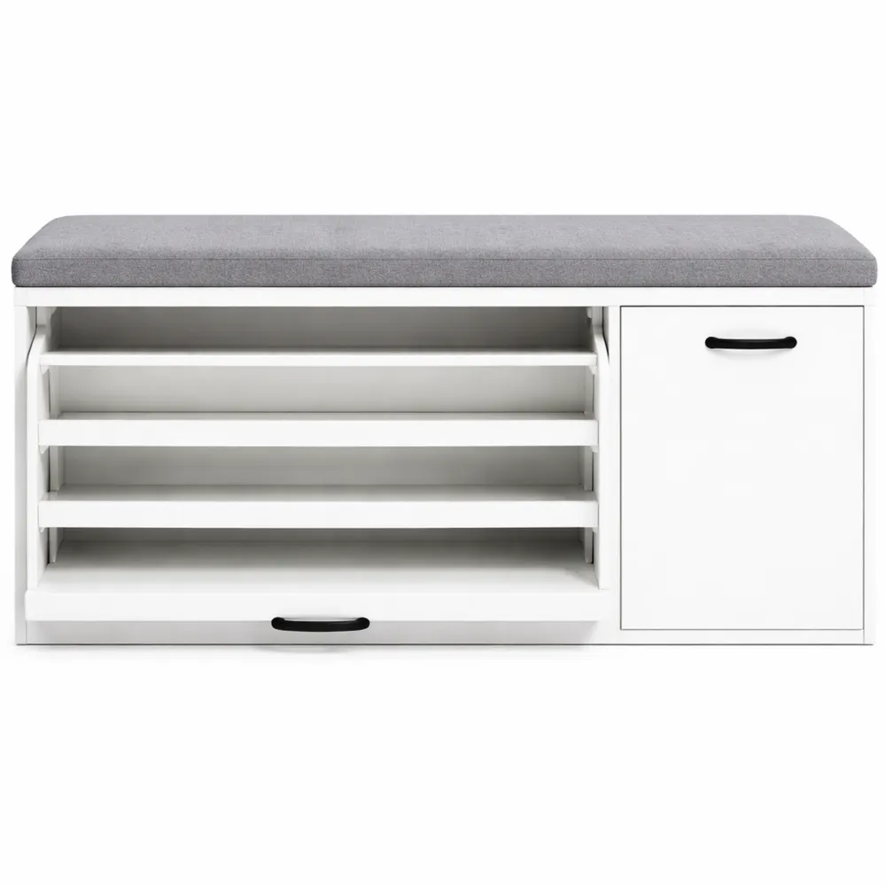 Panca portascarpe in legno con cuscino salvaspazio