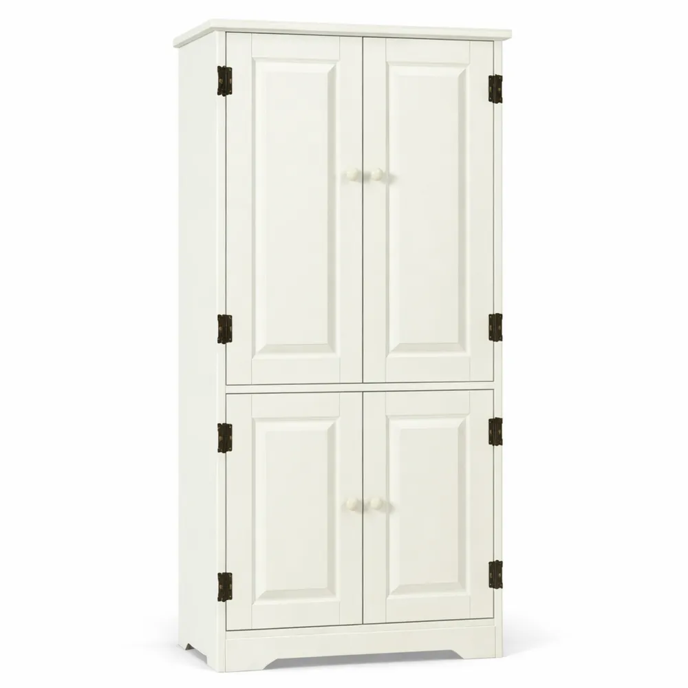 Mobile Multiuso in Legno con 4 Ripiani, 59 x 32 x 123cm, Bianco e Nero