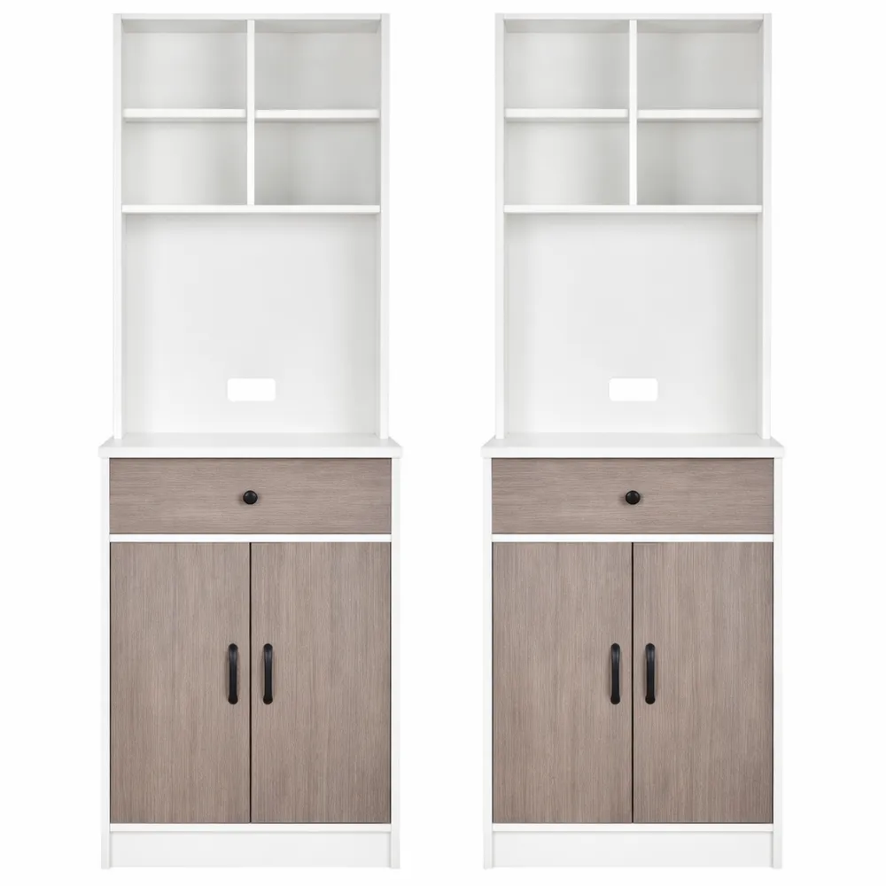 Credenza Alta da Cucina con Ripiano Regolabile, 3 Ante e Cassetto, per Soggiorno e Bagno, 180 cm