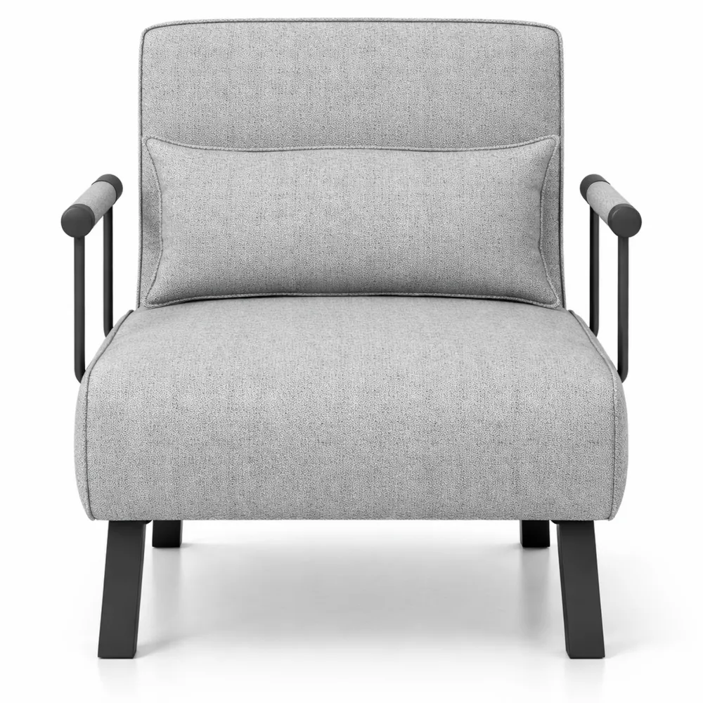 Poltrona Letto 4 in 1 Pieghevole con Schienale Regolabile e Sedile Imbottito, Divano Letto Singolo per Casa e Ufficio