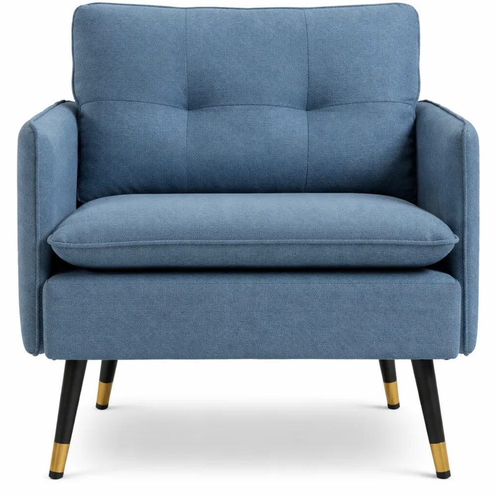 Divano Singolo Moderno in Tessuto Effetto Lino con Braccioli