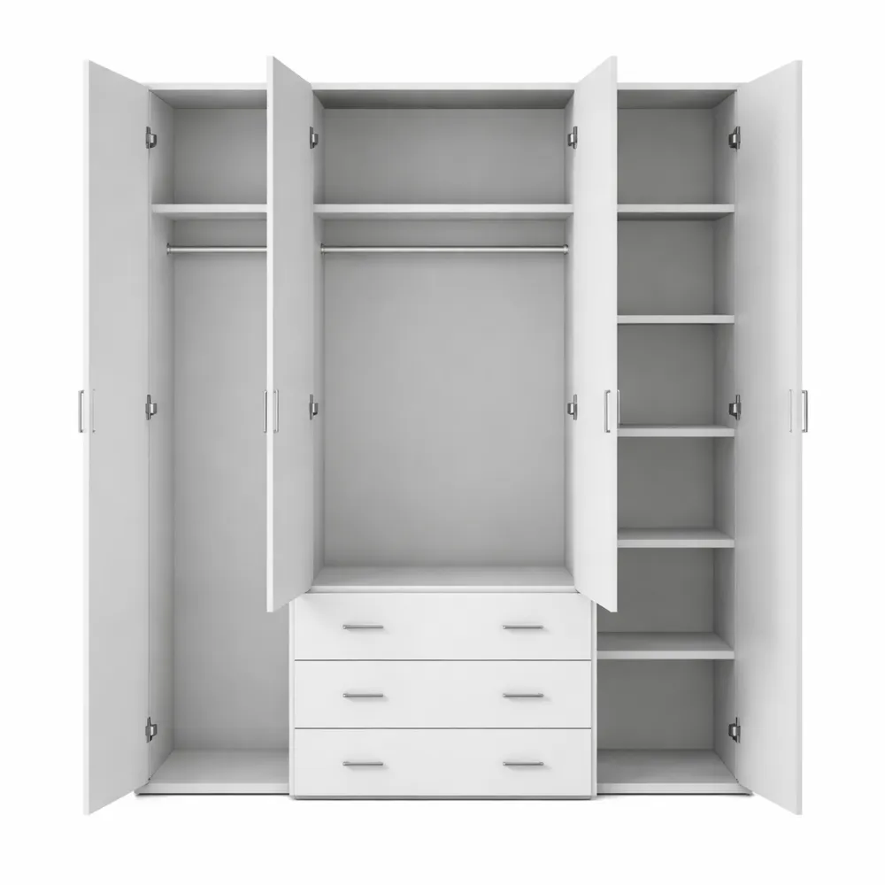 Ampio guardaroba con cabina e appendiabiti, bianco 154x50x200 cm