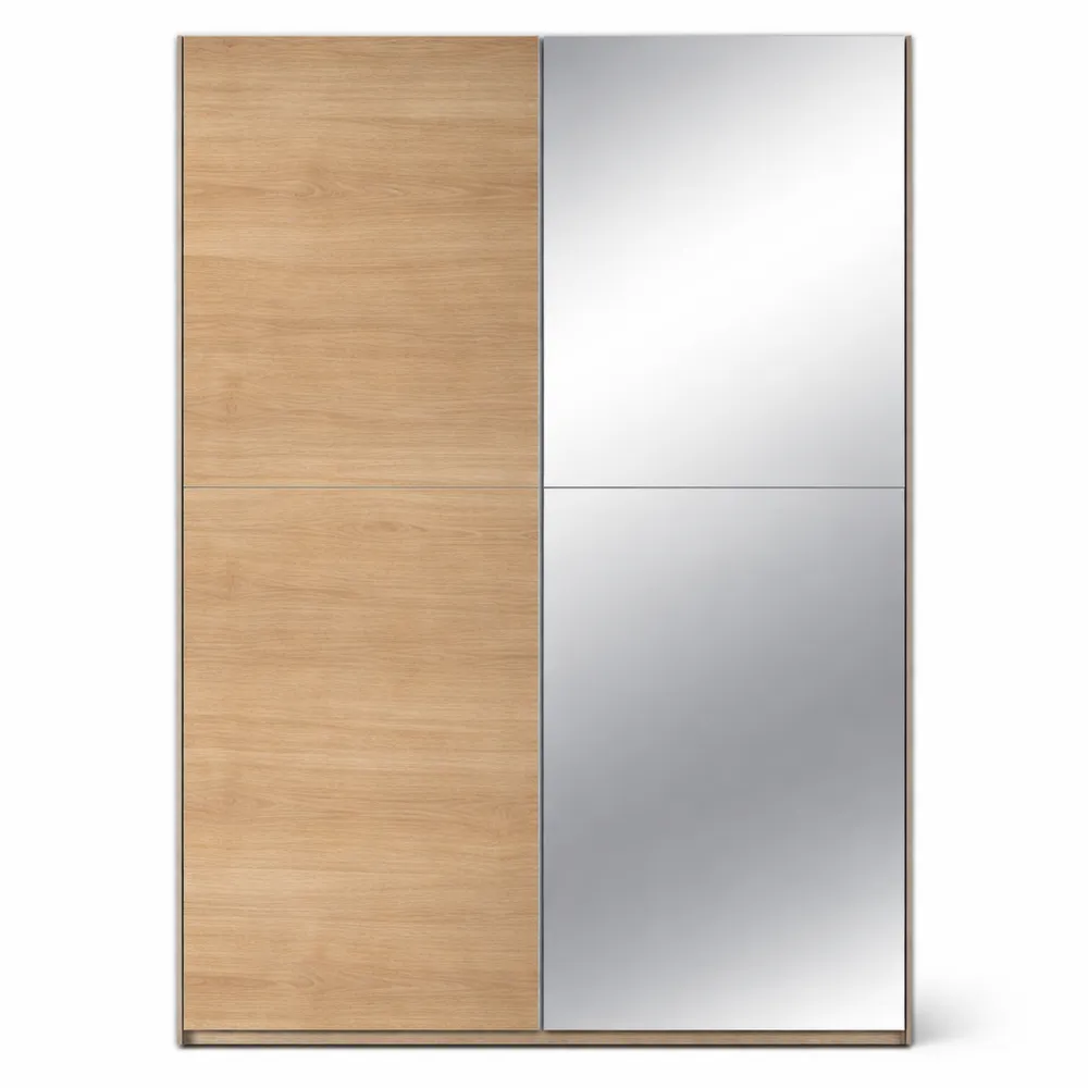 Armadio elegante ad ante scorrevoli con anta a specchio, ampio spazio, rovere Sonoma, 170x195x58 cm