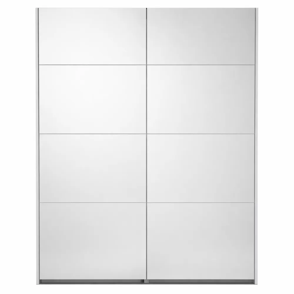 Armadio a 2 Ante Scorrevoli con Specchio, Camera da Letto, 200x223x67 cm, Bianco