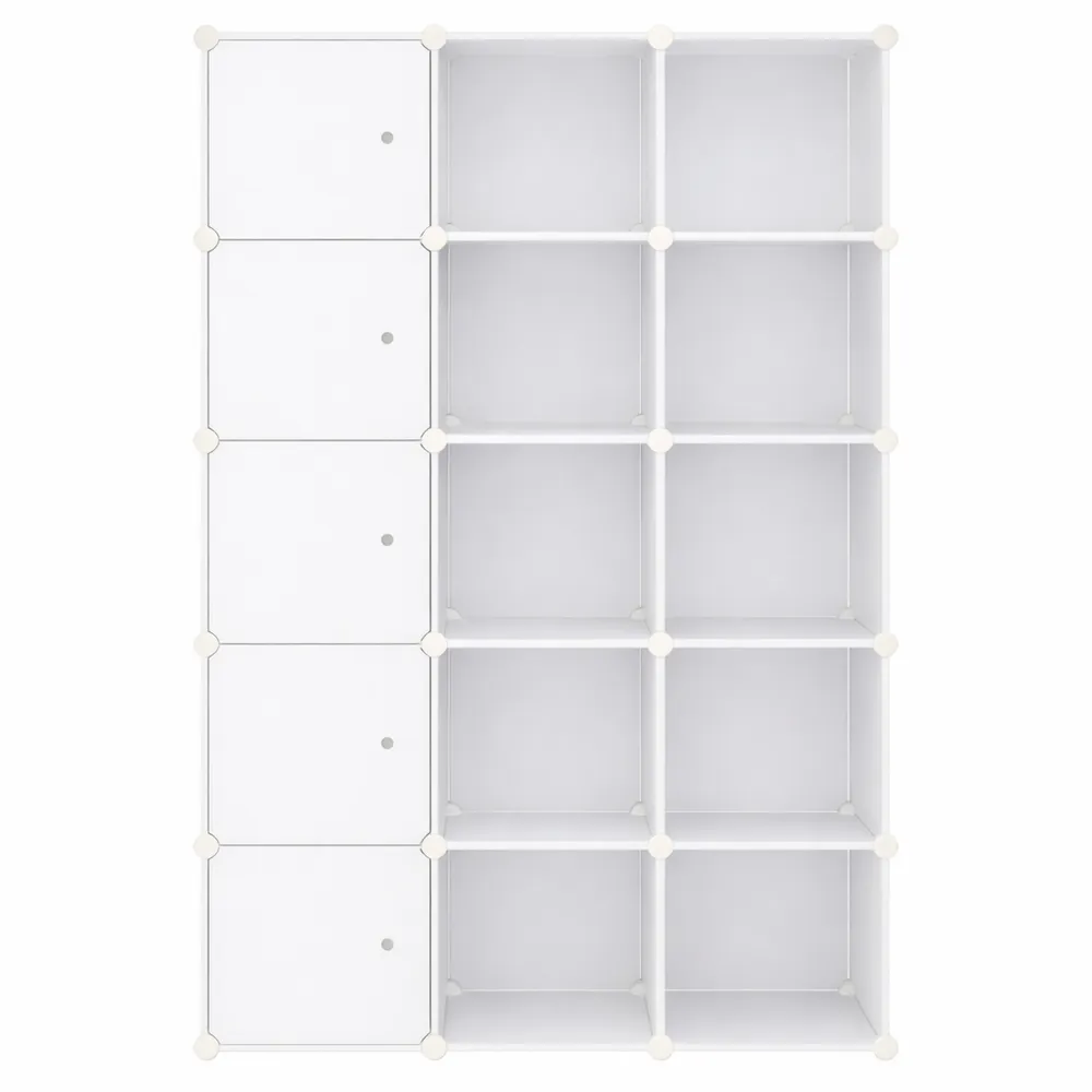 Scaffale componibile modulare con 11 scomparti e appendiabiti