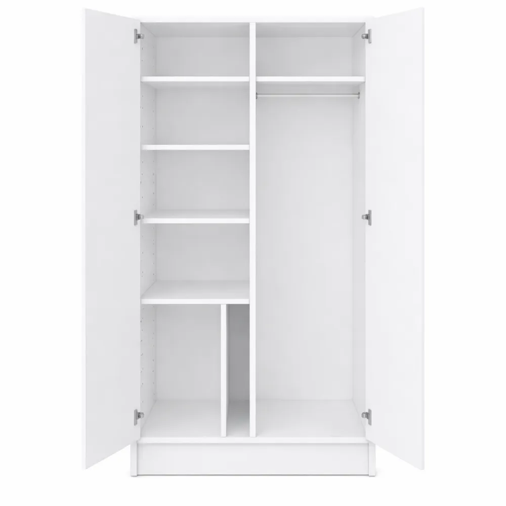 Armadio Multiuso a Colonna con 2 Ante e 8 Ripiani Bianco