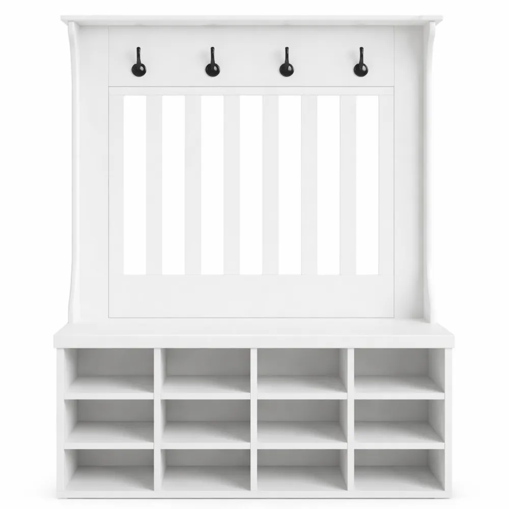 Appendiabiti Ingresso con Scarpiera e Panca, Mobile Salvaspazio con Ganci