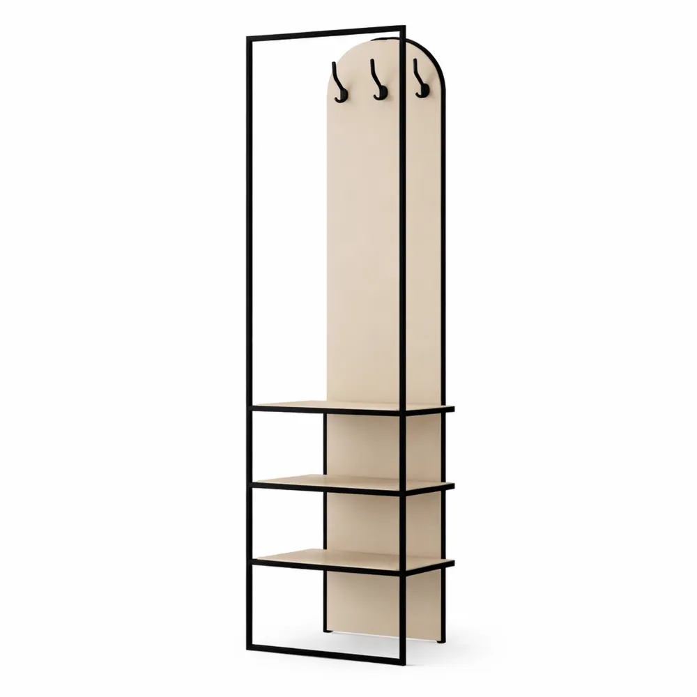 Appendiabiti Metallo con Ripiani in Legno per Ingresso