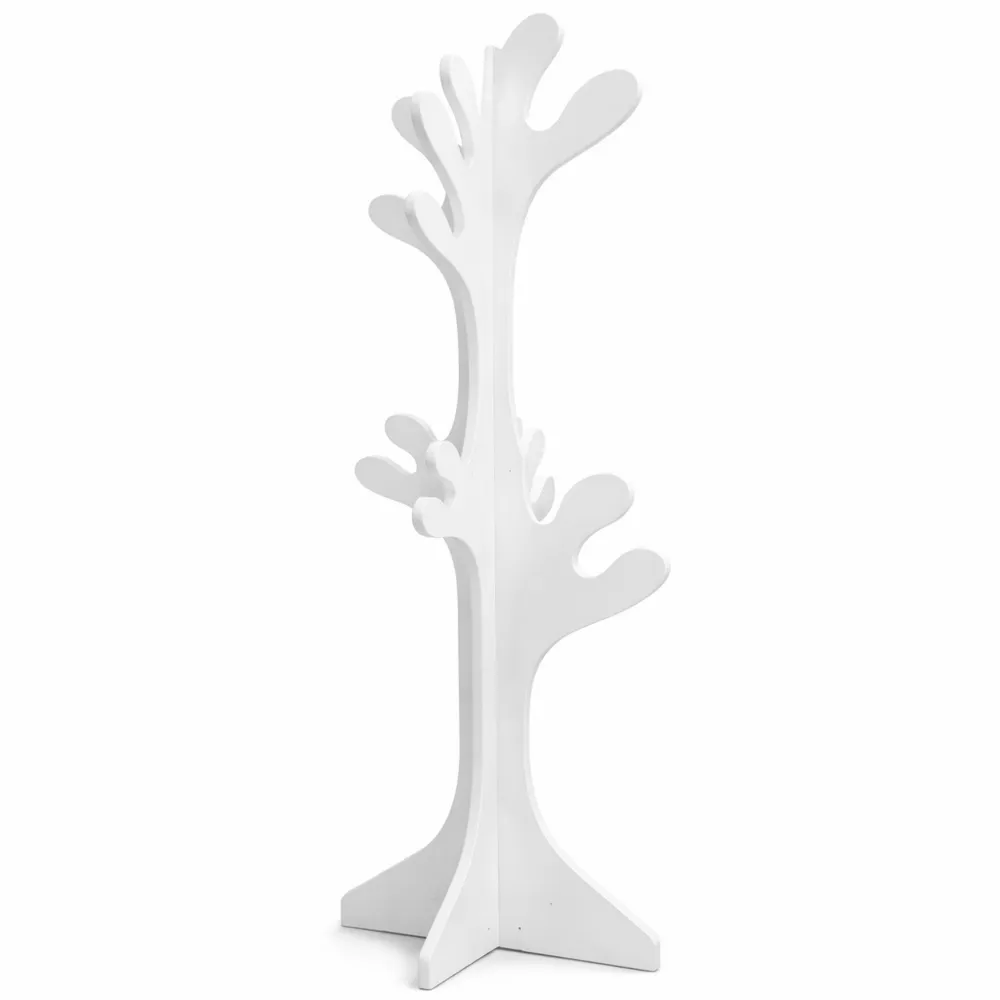Appendiabiti da Terra con Design Albero, Bianco, 20 Ganci, Montaggio Facile, Stile Shabby per Interni