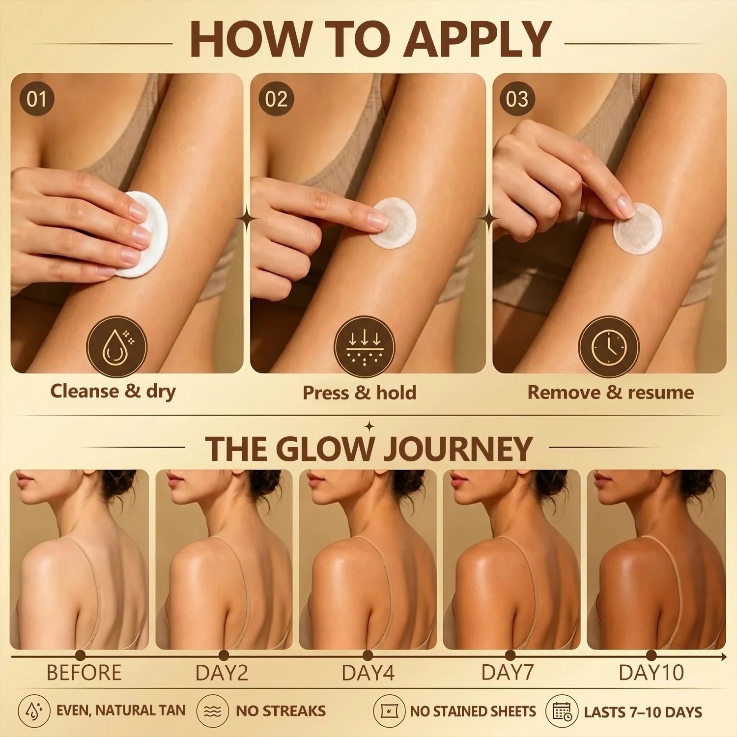 Sunless Instant Bronze Tanning Microneedle Patch Bronze Glow, Made Simple- (Just once a day) Visible Bronze Glow in 7 Days V No UV, No Orange, No Streaks,No DHA, No Mess.