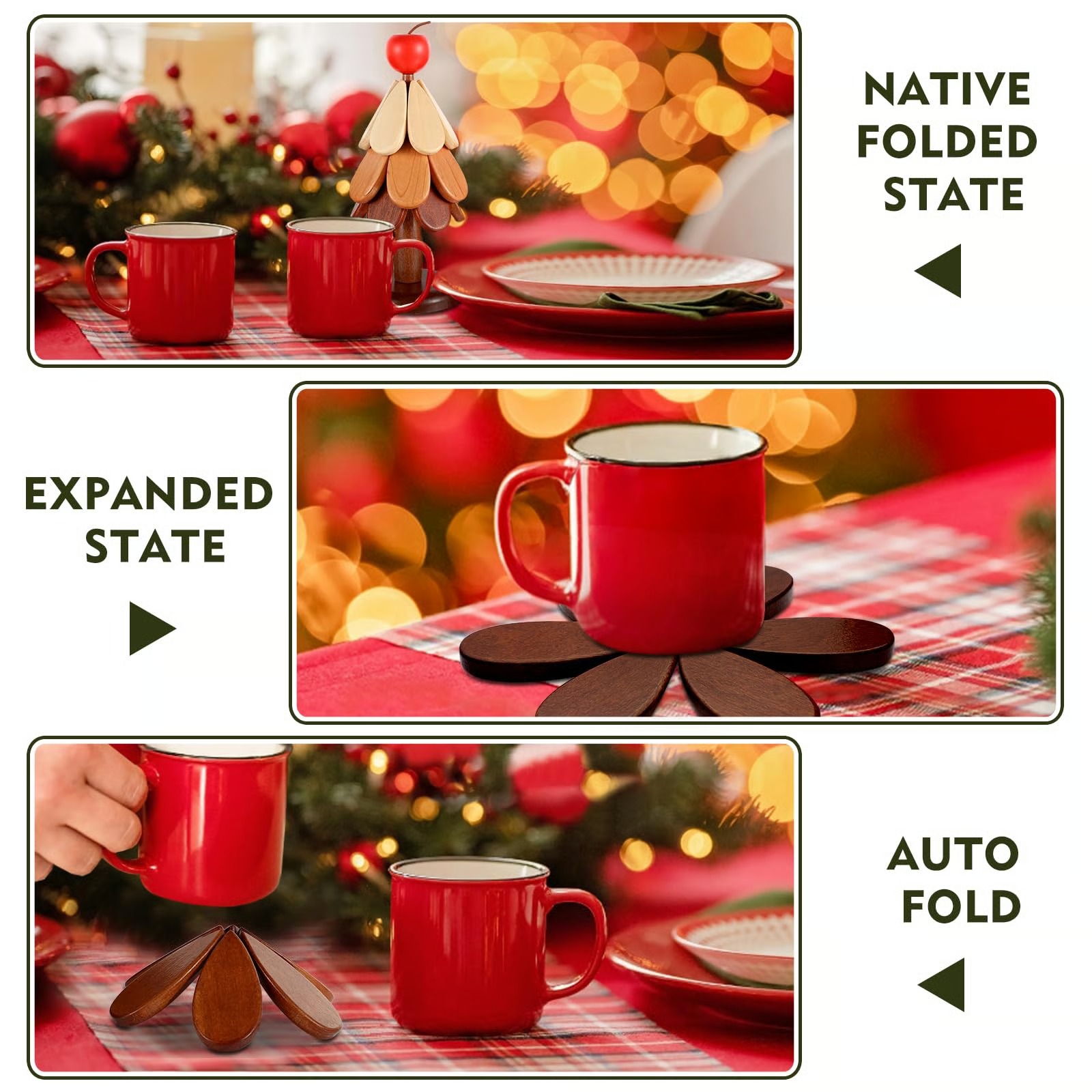 🤚🎁Natural Wooden Tree Trivets for Hot Dishes