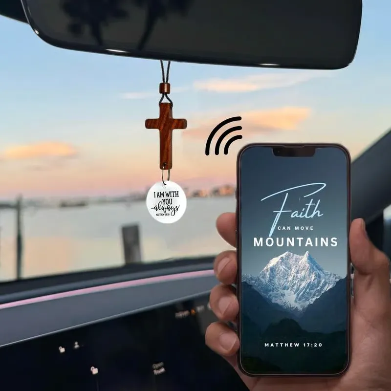 ✝️Bible Verse Car Rearview Hanging Cross Ornament - Tap for a Bible Verse Every Day