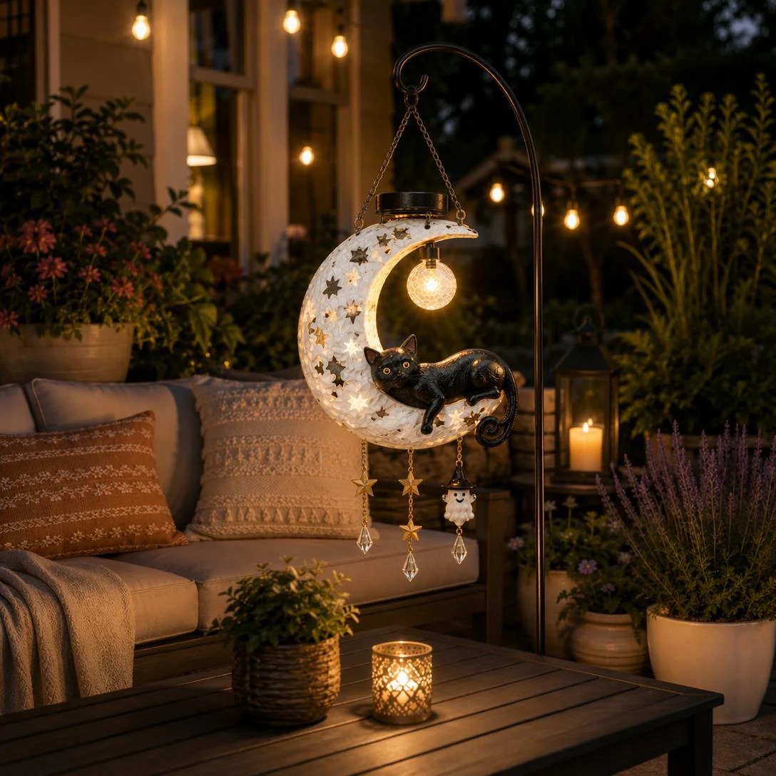 Halloween Early Bird Sale I 50% OFF Black Cat Moon Solar Lantern