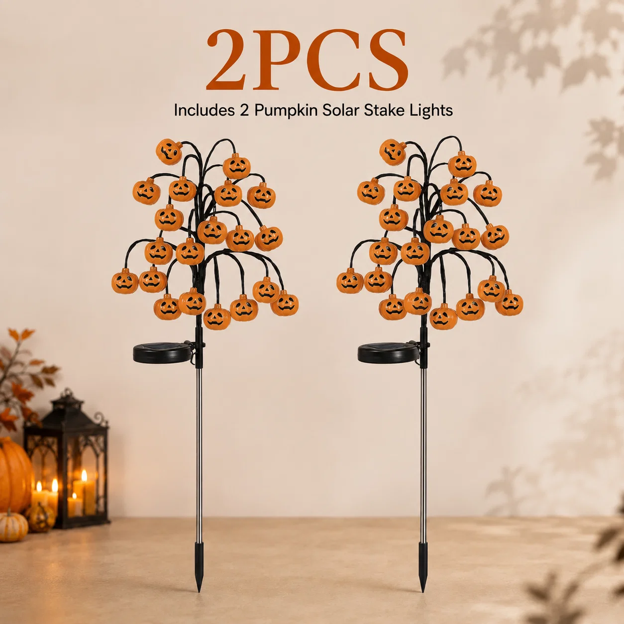 Pumpkin Solar Stake Lights -Halloween Outdoor Yard Decor