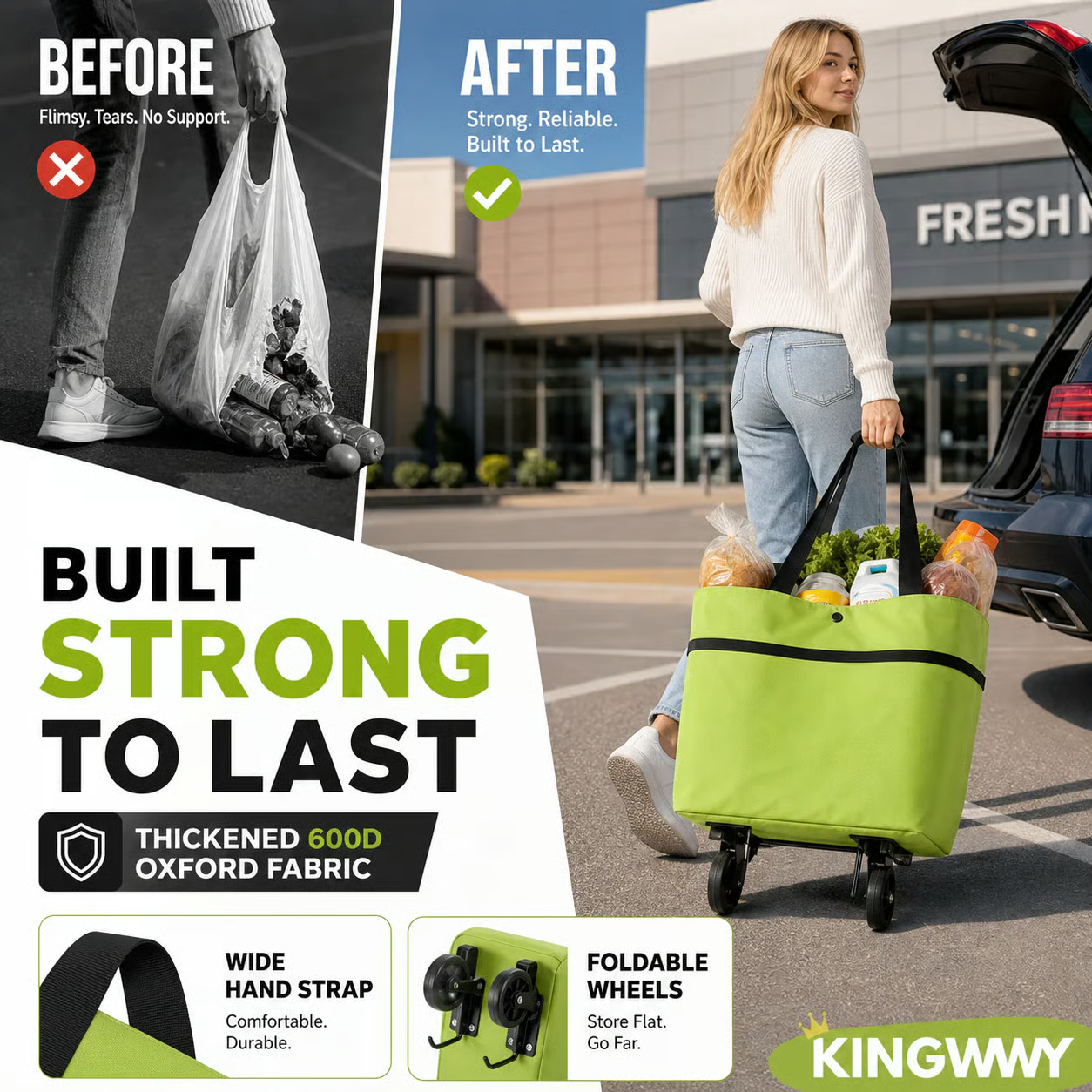 🔥HOT SALE 49% OFF - 🛍️Foldable 2-in-1 Shopping Bag