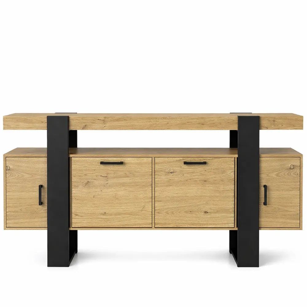 Buffet TV Industriel avec LED et Rangement