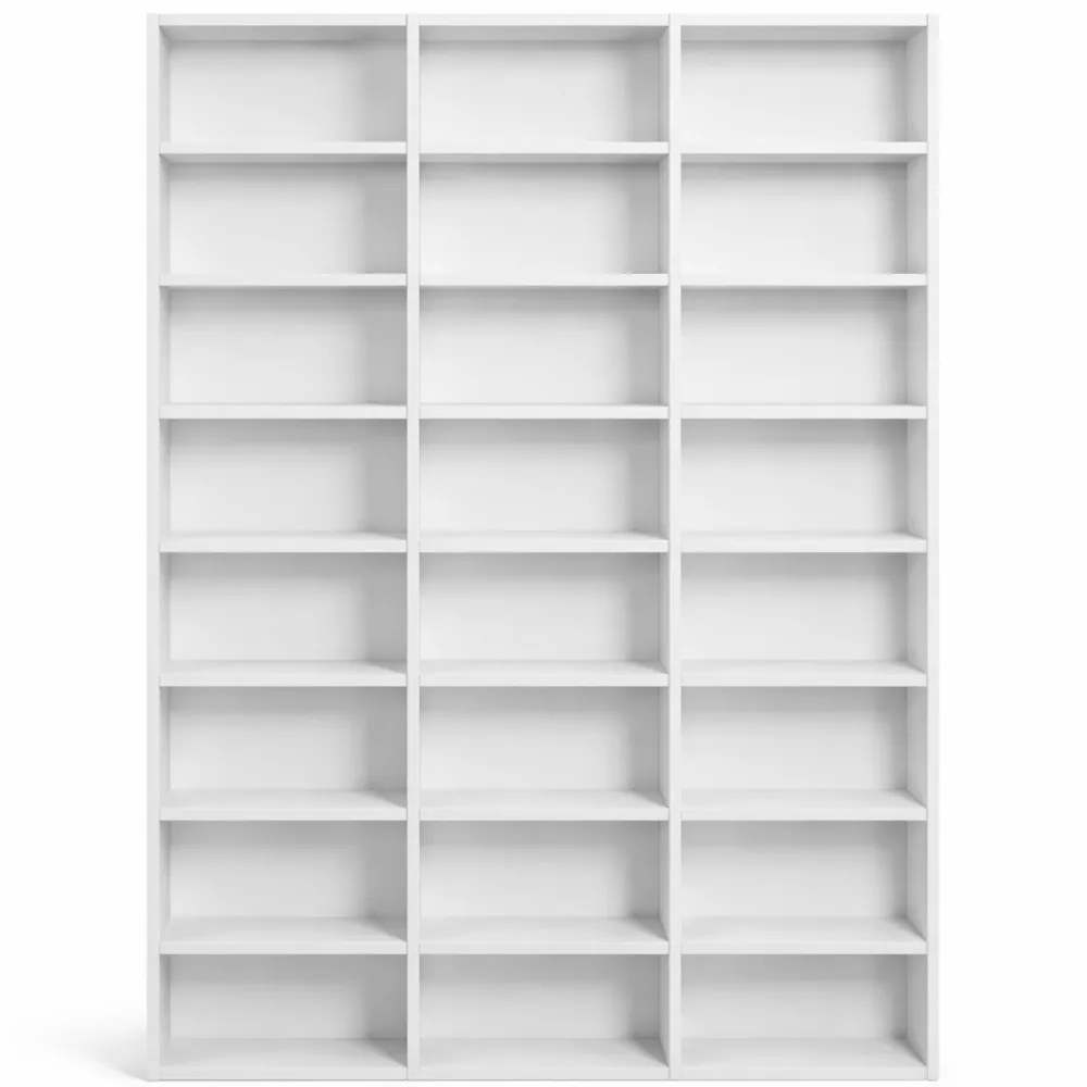 Meuble de Rangement pour CD et DVD avec Étagères Ajustables, 36 Compartiments, Blanc