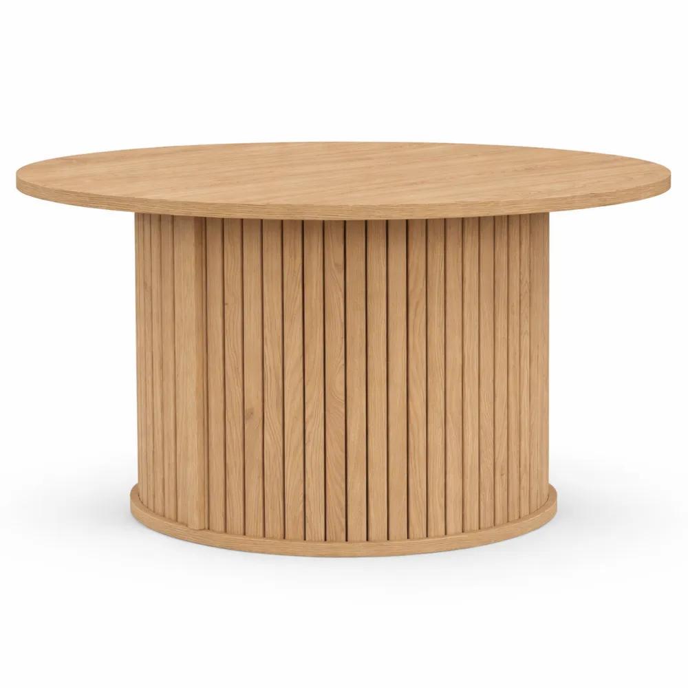 Table Basse Ronde en Bois de Chêne, 70 cm