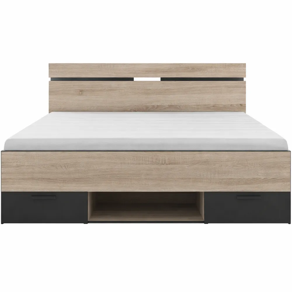 Cadre de lit en bois et métal 140x190