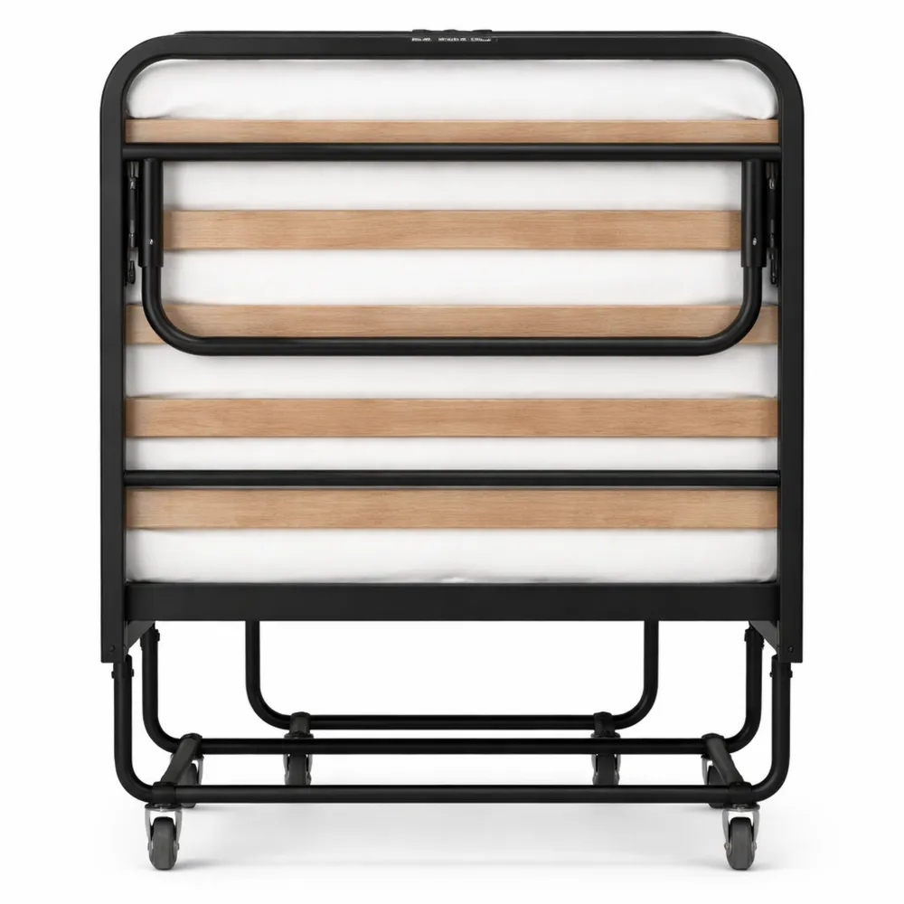 Lit pliant 90x190 cm avec matelas confortable, facile à transporter et assembler