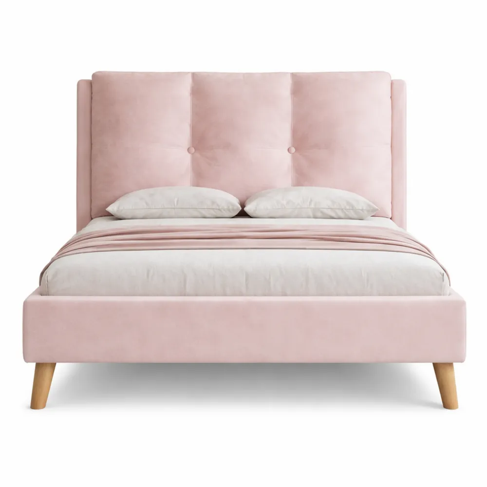 Lit enfant simple 90x200 cm avec sommier à lattes et tête rembourrée