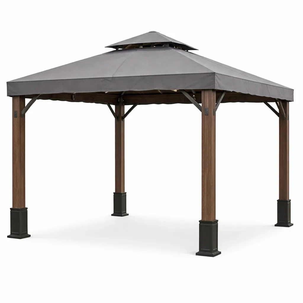 Gartenpavillon aus Stahl und Polyester Grau-DWELLMODERNO