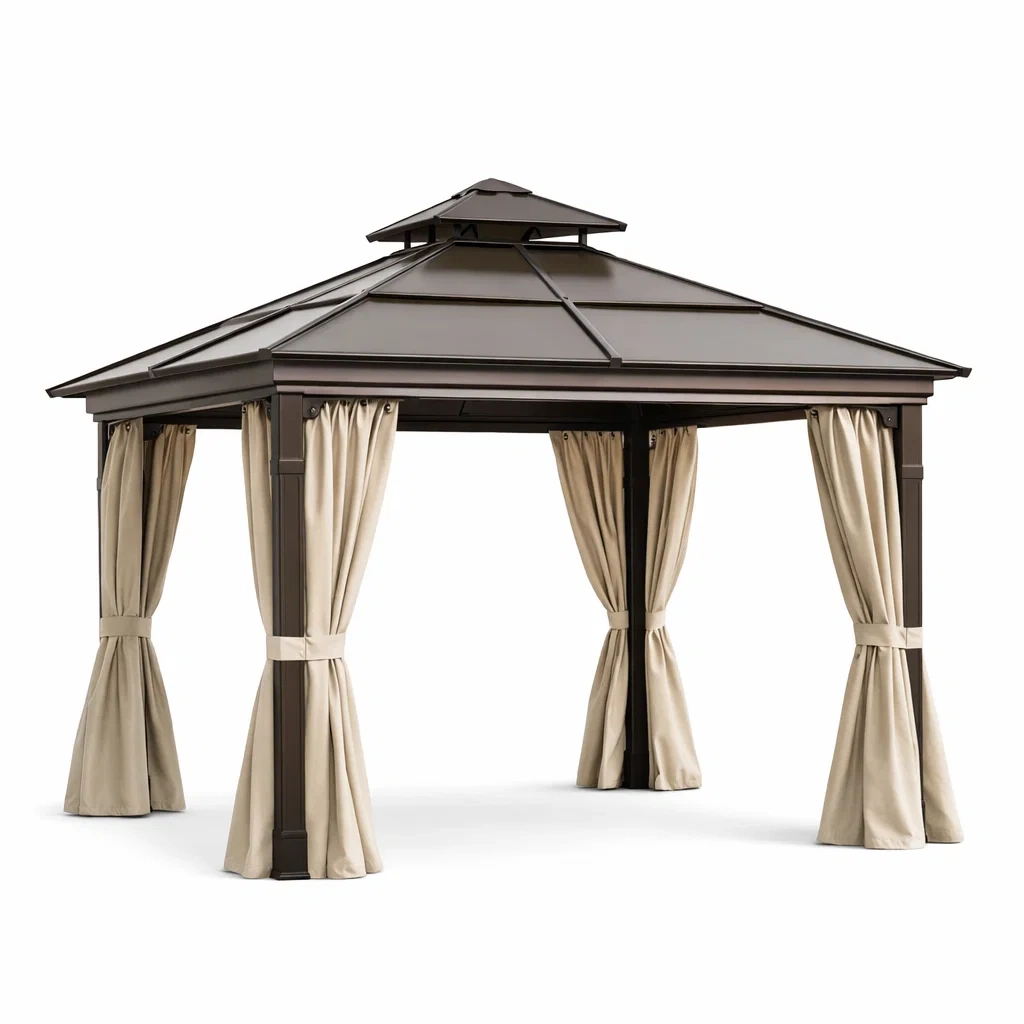 Aluminium Gartenpavillon mit Polyester Vorhängen-DWELLMODERNO