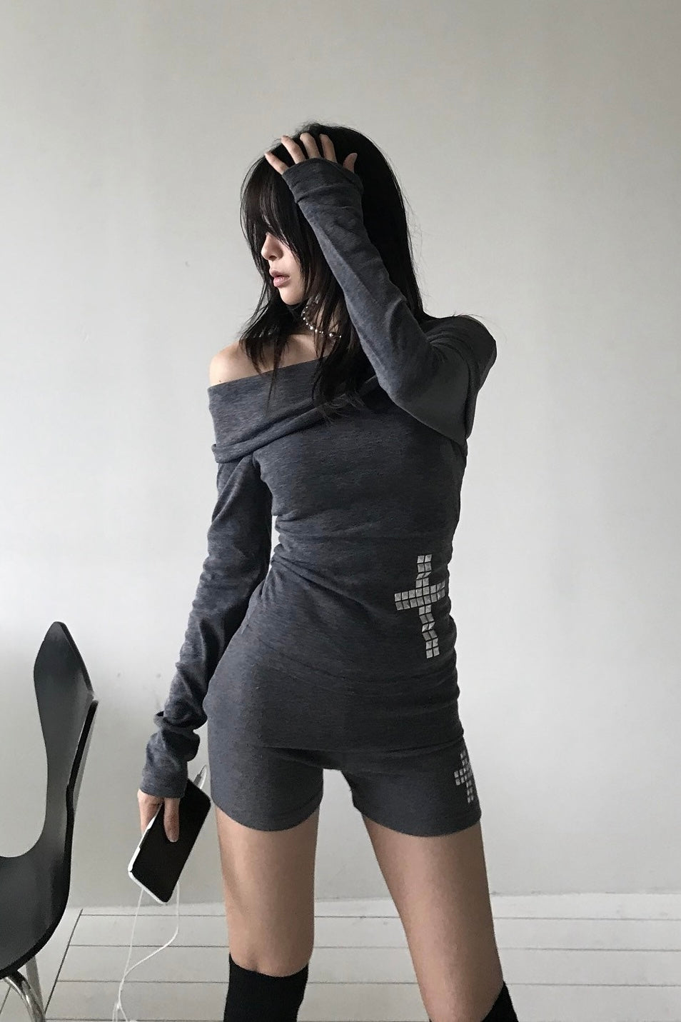 Cross rivet top & shorts mry002272