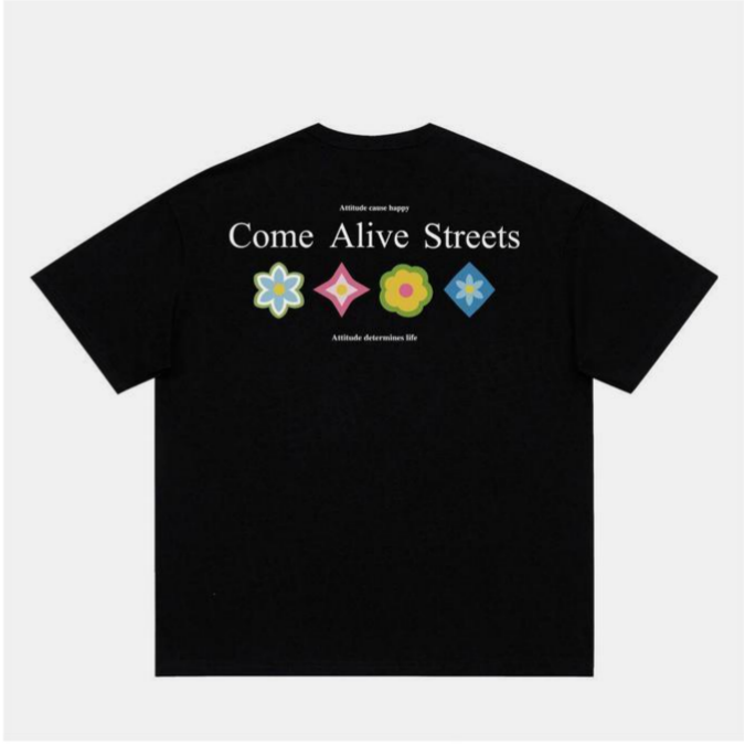 Retro printed short-sleeved shirt