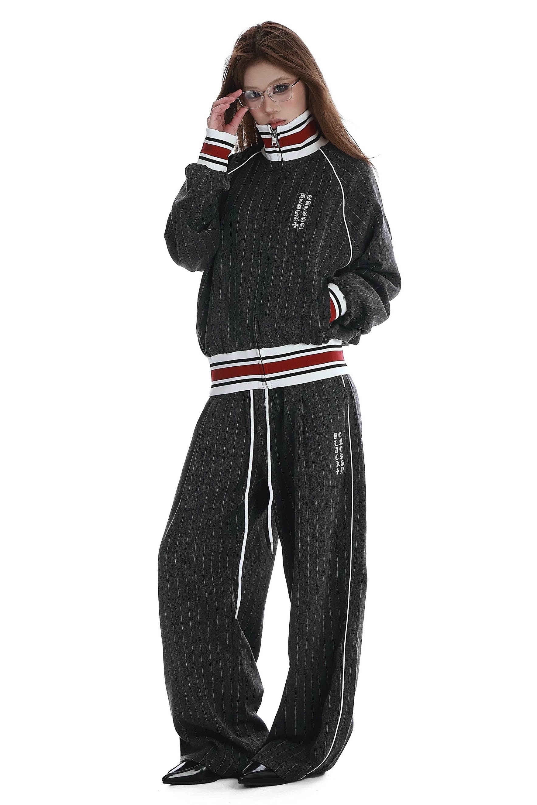 Striped trucker cap & wide-leg pants mry002245