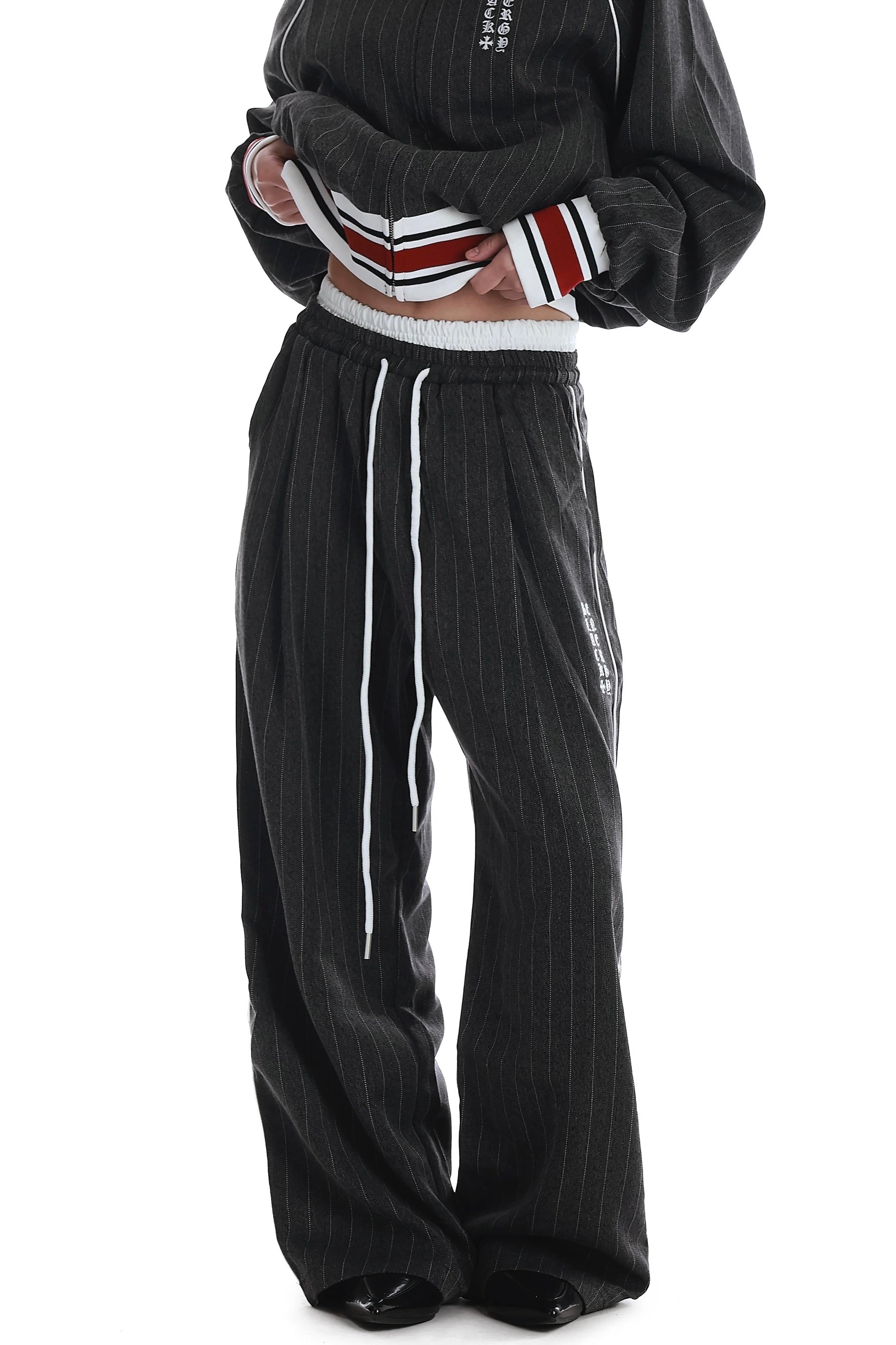 Striped trucker cap & wide-leg pants mry002245