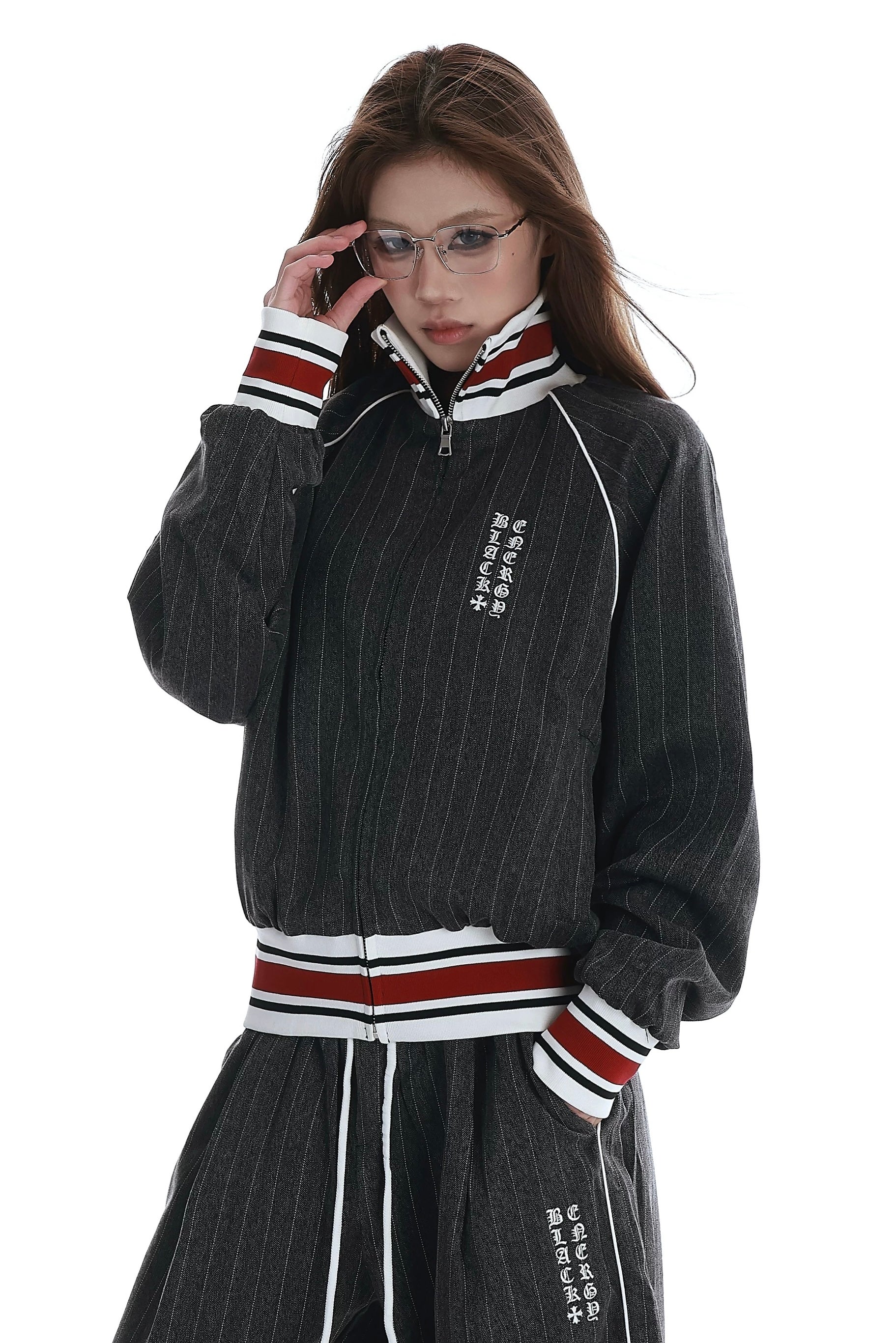 Striped trucker cap & wide-leg pants mry002245