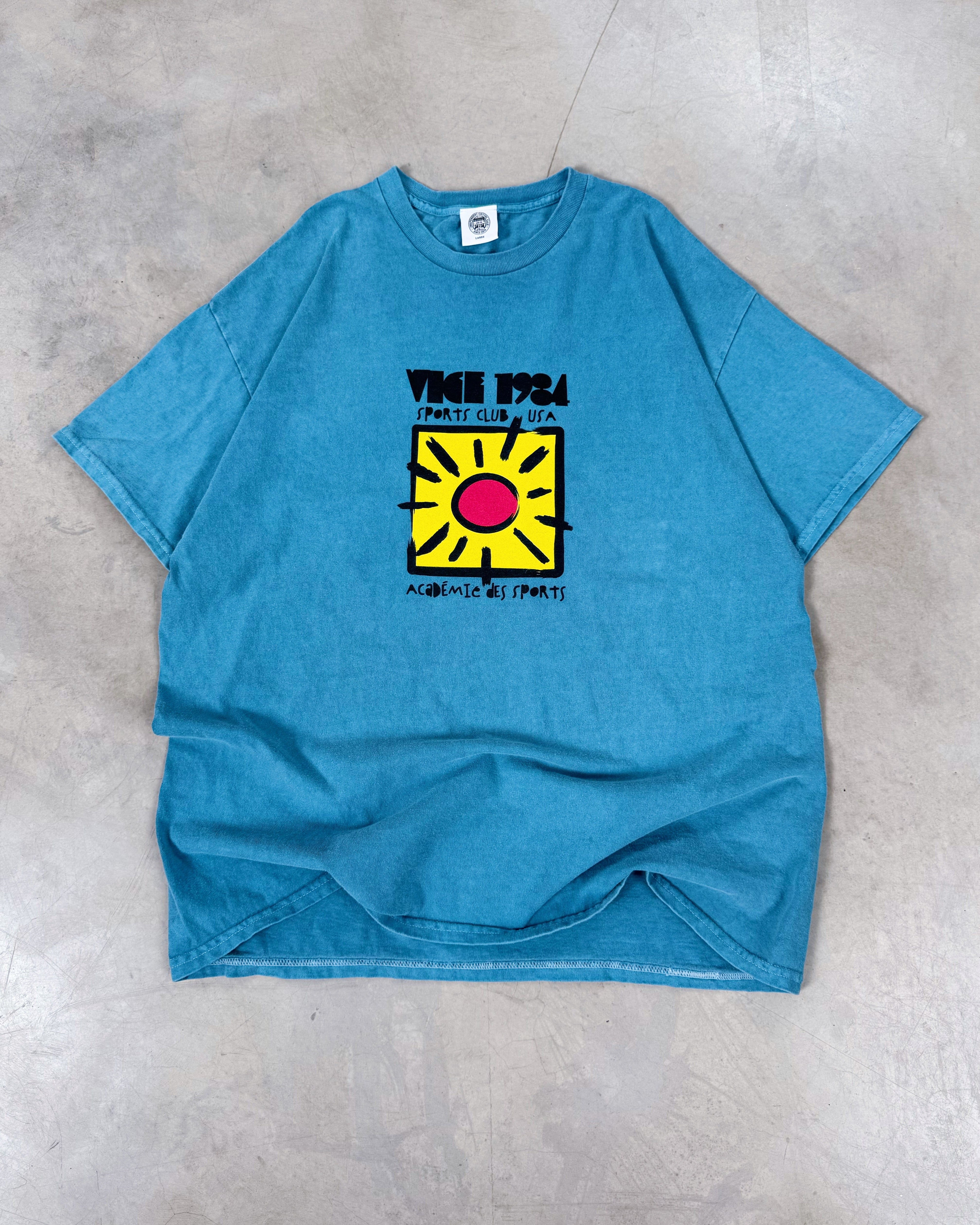 Vice 84 'Sun Sports Club' Vintage Washed Tee - Mid Blue