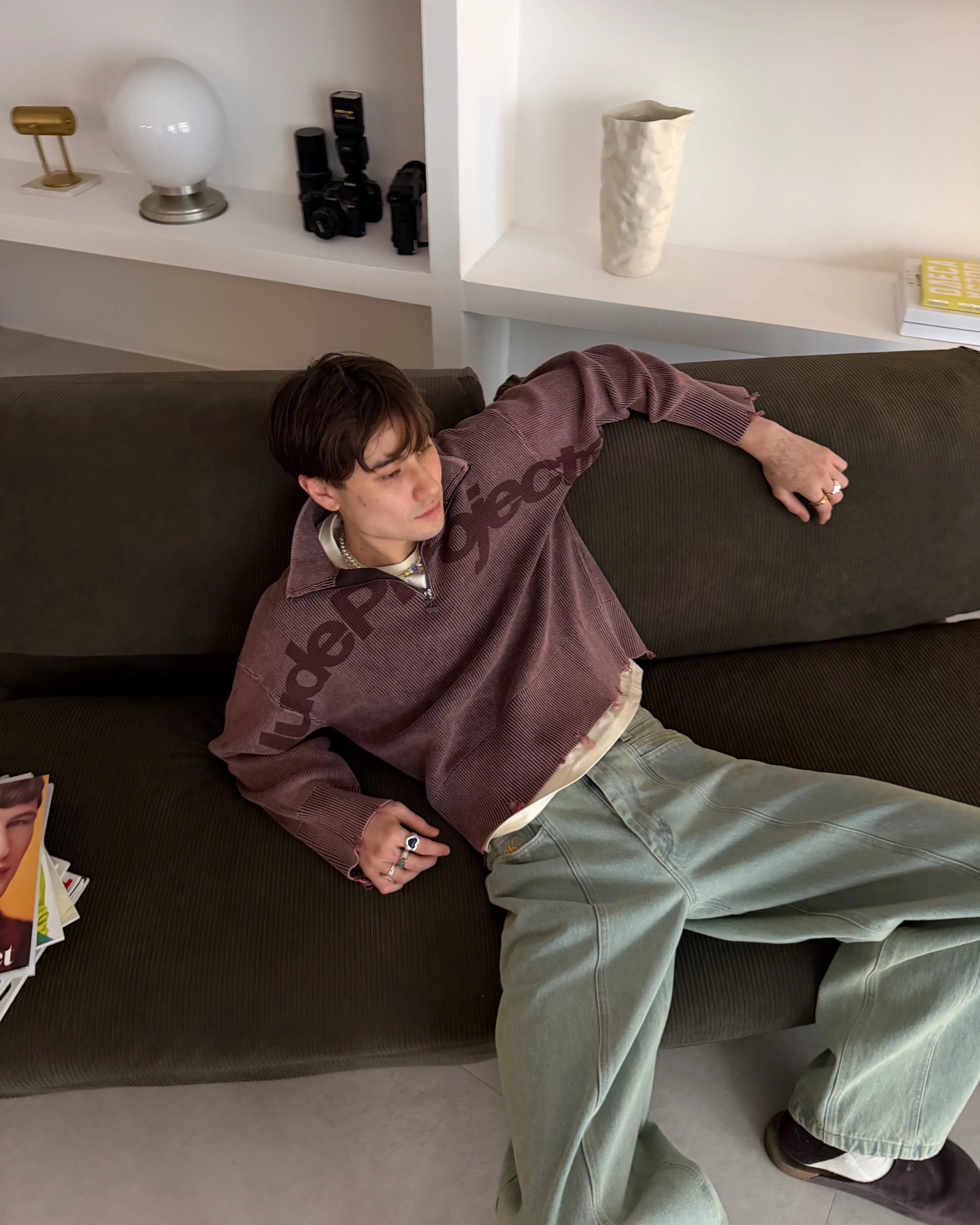 Beast Quarter-Zip Knit Brown