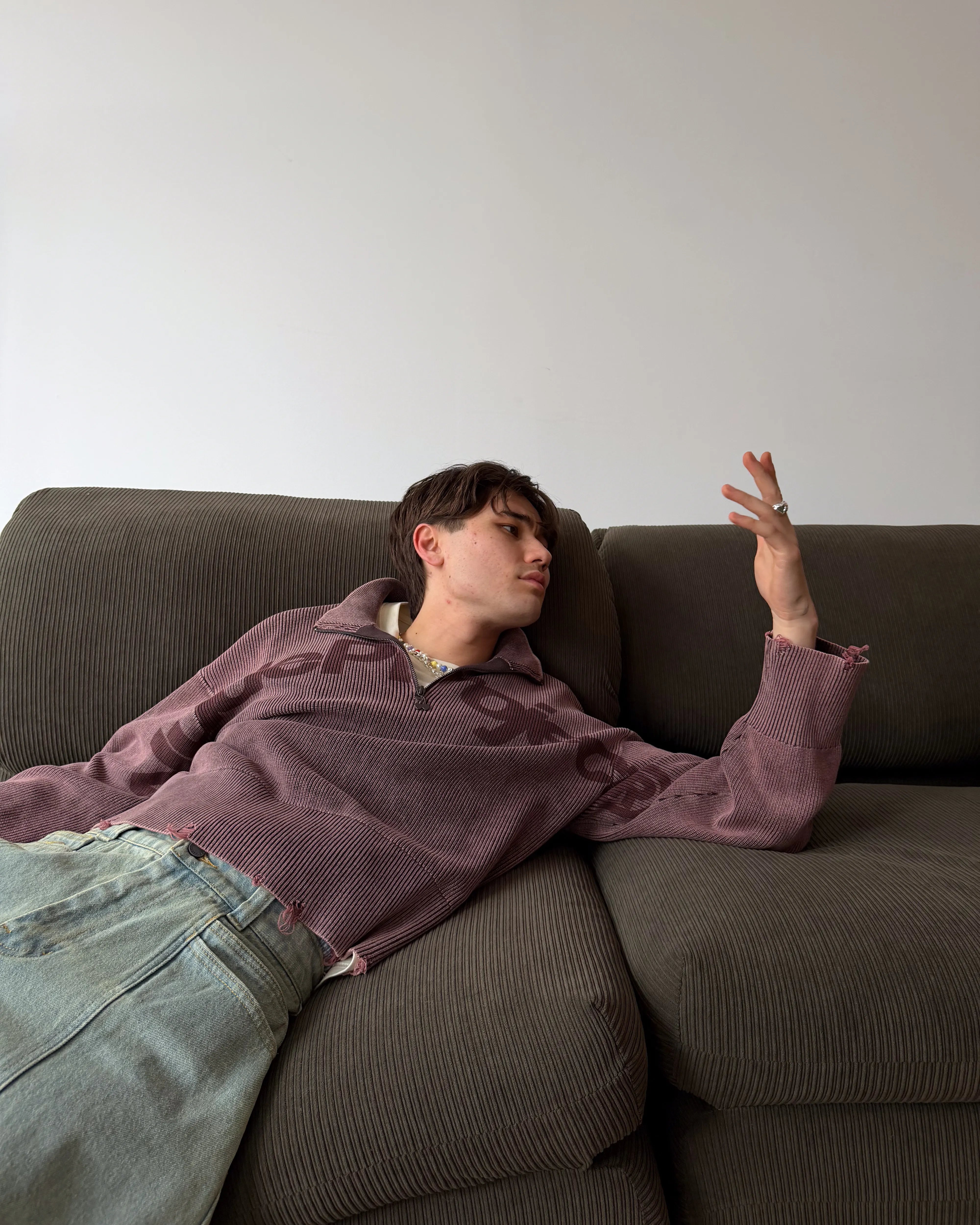 Beast Quarter-Zip Knit Brown