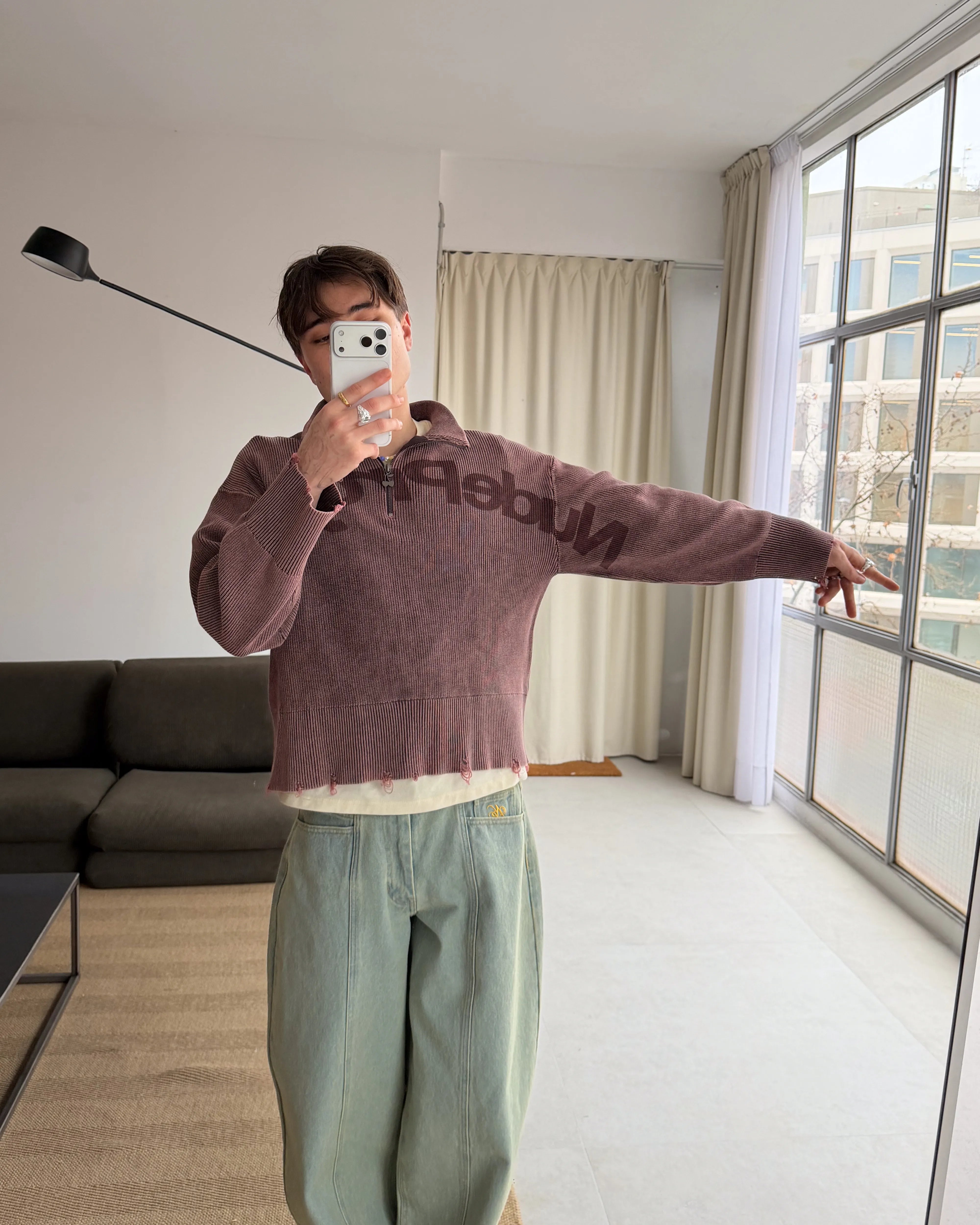 Beast Quarter-Zip Knit Brown