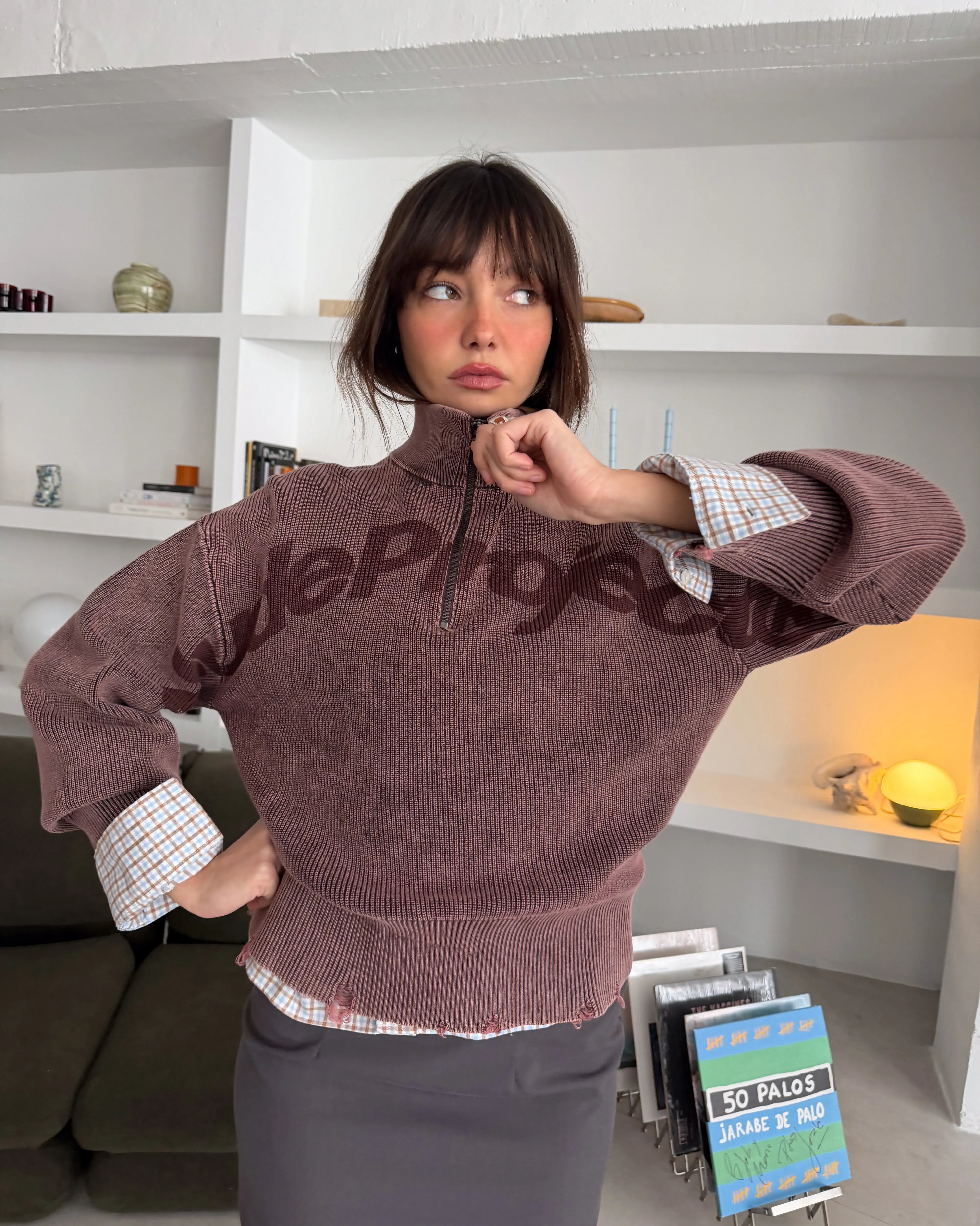 Beast Quarter-Zip Knit Brown